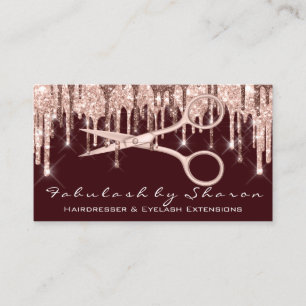 Hair Stylist Hairdresser Scissors Rose Drips VIP Business Card