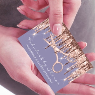 Hair Stylist Hairdresser Scissors Rose Smoky Viole Business Card