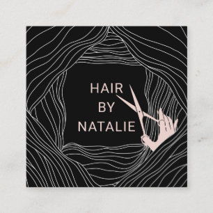 Hair Stylist Hand Drawn Hairdresser Beauty Salon Square Business Card