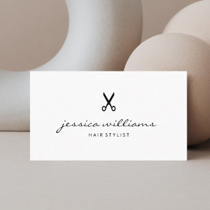 Hair Stylist Handwritten Simple Black And White Business Card