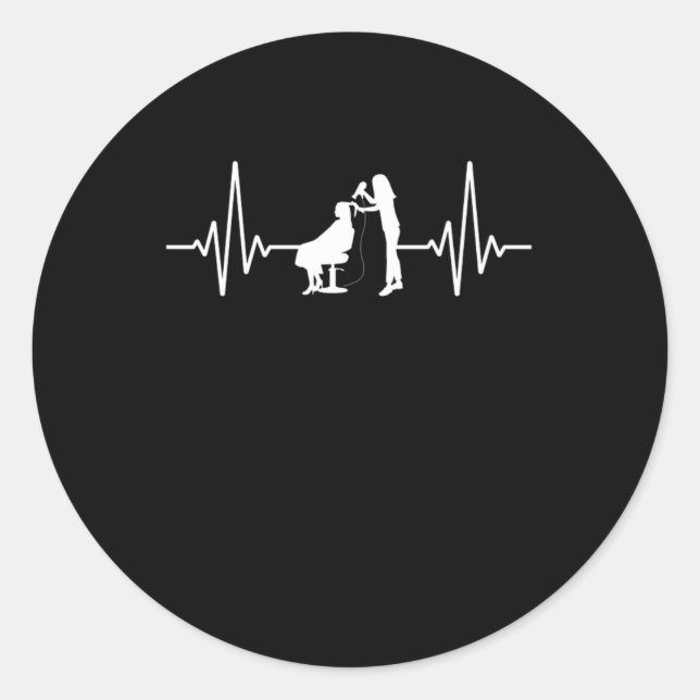 Hair Stylist Heartbeat Hairdresser Hair Salon Gift Classic Round Sticker (Front)
