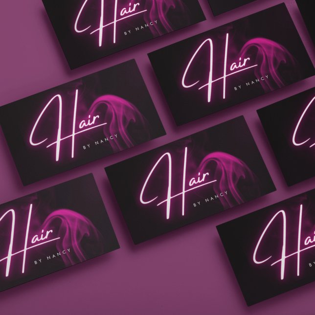  Hair Stylist Hot Pink Neon  Business Card (Creator Uploaded)
