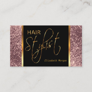 Hair Stylist in a Dusty Rose Glitter Business Card