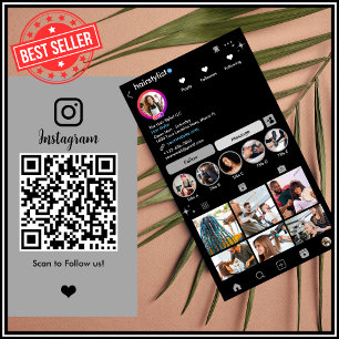 Hair Stylist Instagram Grey Scan to Connect QR Business Card