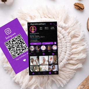 Hair Stylist Instagram Purple    Social Media  Business Card