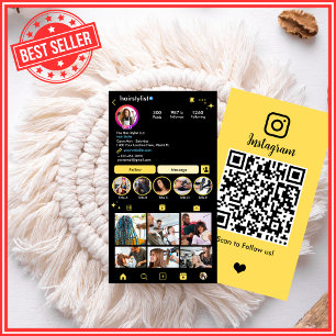 Hair Stylist Instagram QR Code Business Card