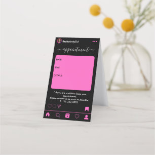 Hair Stylist Instagram Trendy Unique Chic QR Pink Appointment Card