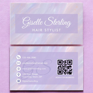Hair Stylist Iridescent Pastel Opal Holographic Business Card