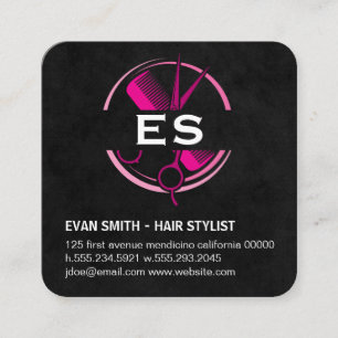 Hair Stylist Logo   Monogram  Square Business Card