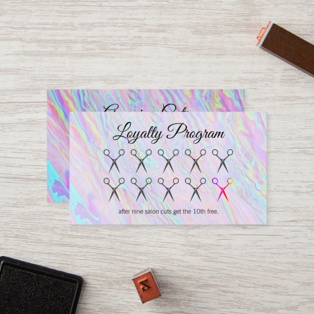 Hair Stylist | Loyalty Program | Rainbow Liquid Card (Front/Back In Situ)
