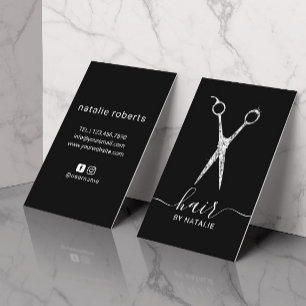 Hair Stylist Luxury Diamond Scissor Beauty Salon Business Card