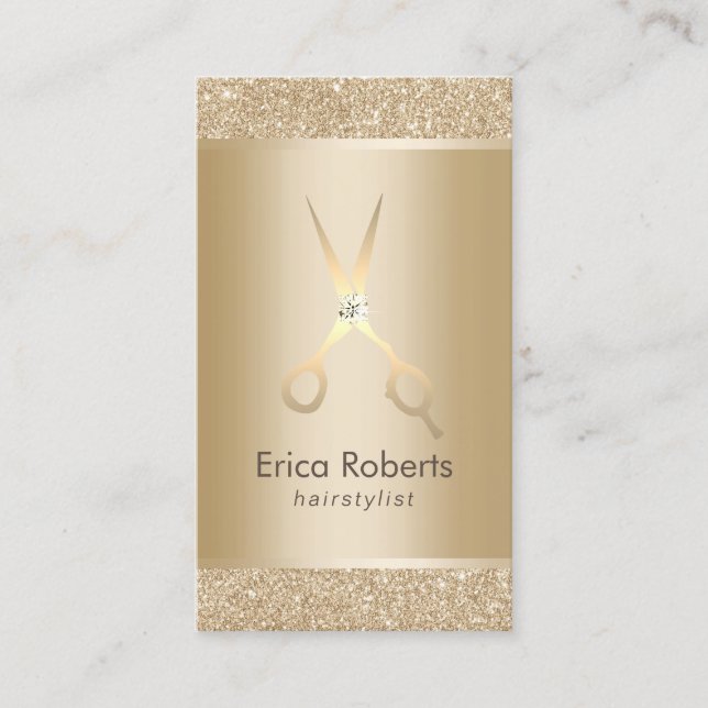 Hair Stylist Luxury Gold Sparkle Appointment Card (Front)