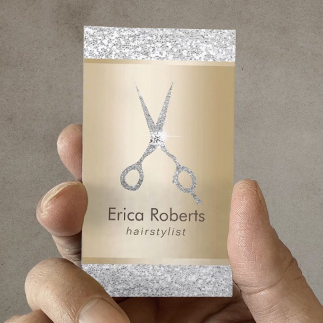 Hair Stylist Luxury Silver Glitter Appointment Card (Creator Uploaded)