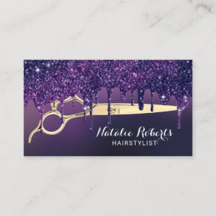 Hair Stylist Magic Purple Drips Beauty Salon Business Card