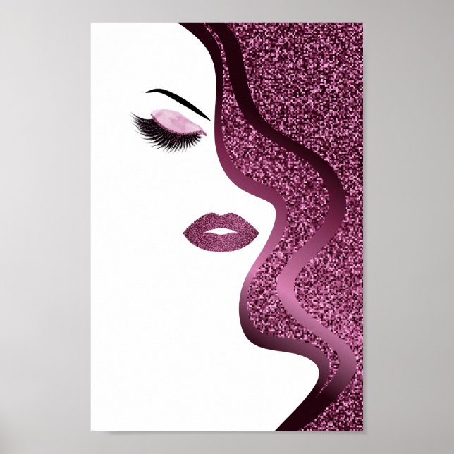 Hair Stylist Makeup Artist Burgundy Glitter Poster (Front)