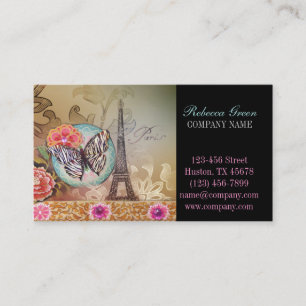 hair stylist makeup artist chic paris eiffel tower business card
