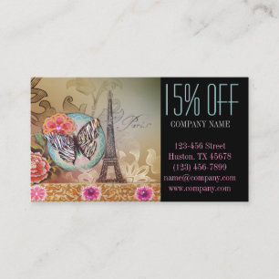 hair stylist makeup artist chic paris eiffel tower business card