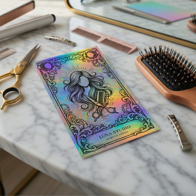 Hair Stylist | Makeup Artist Holographic Business Card (Creator Uploaded)