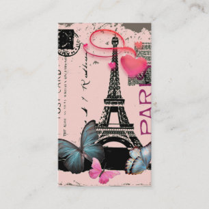 hair stylist makeup artist pink paris eiffel tower business card