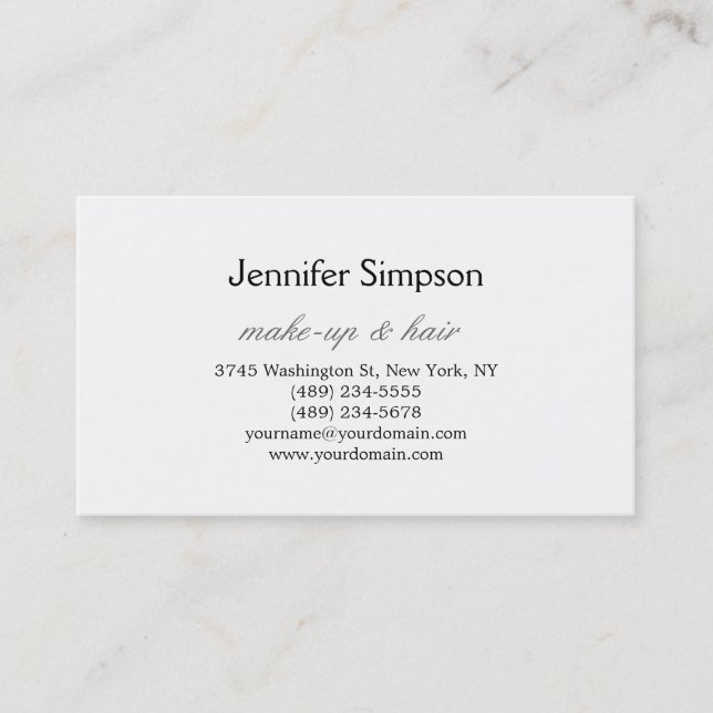 Hair Stylist Makeup Artist Professional Business Business Card (Front)