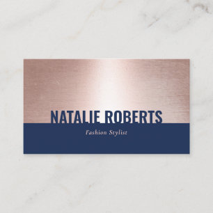 Hair Stylist Makeup Artist Rose Gold Navy Blue Business Card