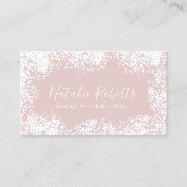Hair Stylist Makeup Artist Rustic Floral Blush Business Card (Front)