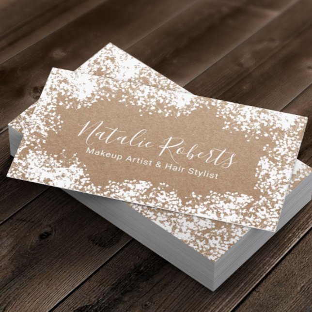 Hair Stylist Makeup Artist Rustic Floral Kraft Business Card (Creator Uploaded)
