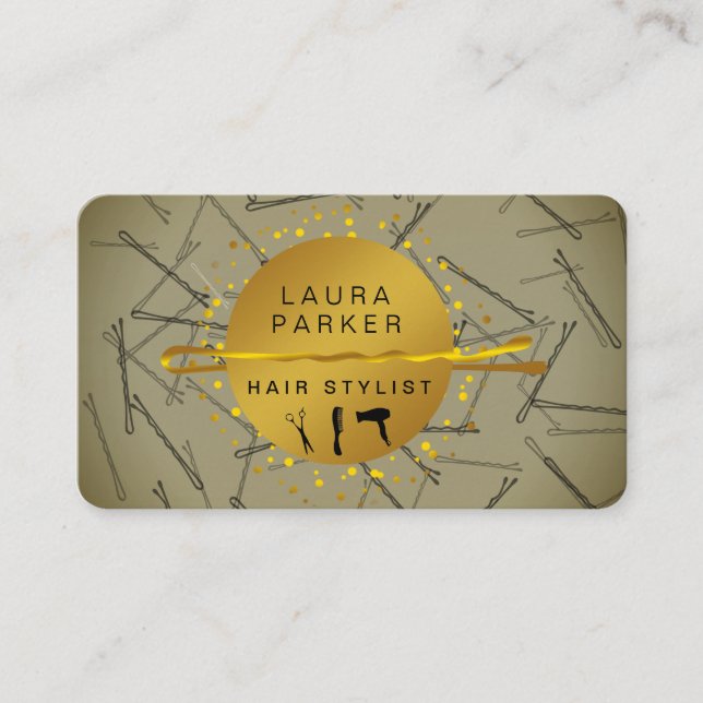 Hair Stylist Makeup Artist Salon Bobby Pins Business Card (Front)