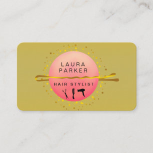 Hair Stylist Makeup Artist Salon Gold Green Business Card