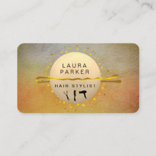Hair Stylist Makeup Artist Salon Sunset Orange Sky Business Card