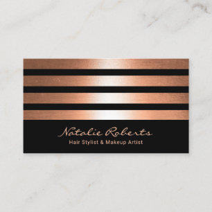 Hair Stylist Makeup Artist Stylish Copper Stripes Business Card