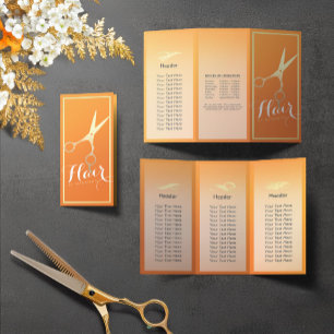 Hair stylist Makeup Salon Gold Scissors Tri-Fold