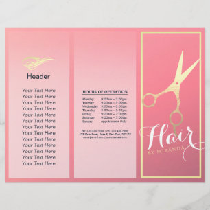 Hair stylist Makeup Salon Gold Scissors Tri-Fold