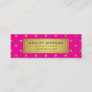 Hair Stylist Mini Card - Pink White Gold Dots