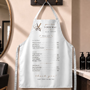 Hair Stylist Minimal White Scissors Editable Apron