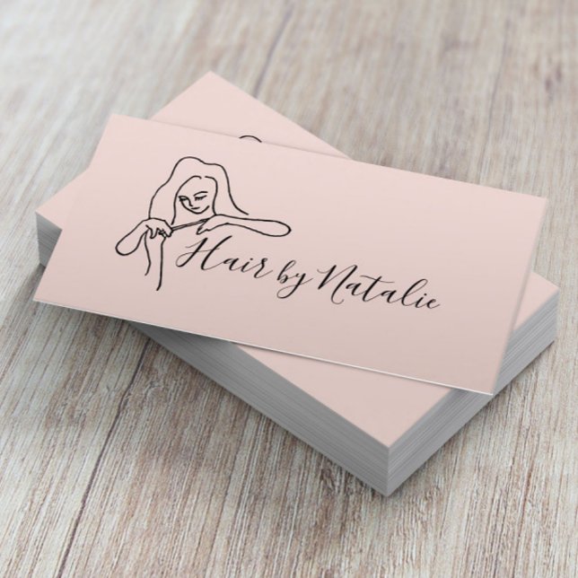 Hair Stylist Minimalist Blush Pink Beauty Salon Business Card (Creator Uploaded)