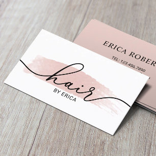 Hair Stylist Minimalist Pink Brush Stroke Salon Business Card