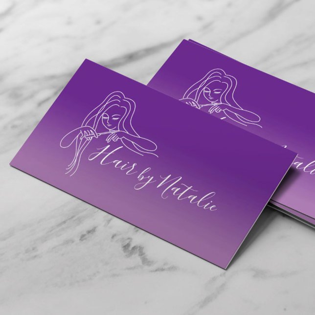 Hair Stylist Minimalist Purple Ombre Beauty Salon Business Card (Creator Uploaded)