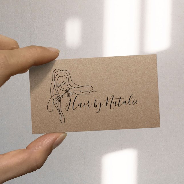 Hair Stylist Minimalist Rustic Kraft Beauty Salon Business Card (Creator Uploaded)