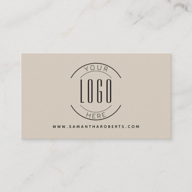 Hair stylist modern add your logo beige business card (Front)
