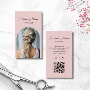 Hair Stylist Modern Arch Photo Pink Business Card