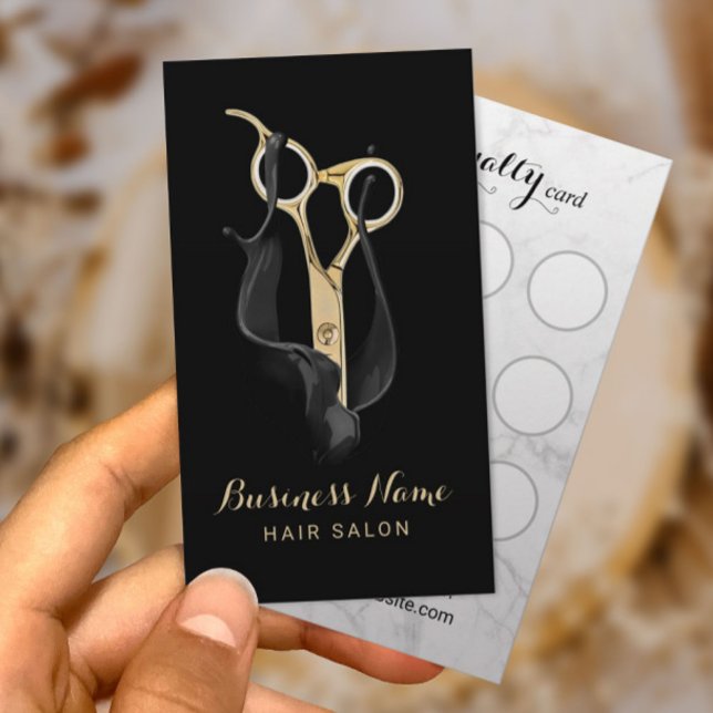 Hair Stylist Modern Black & Gold Salon Loyalty (Creator Uploaded)