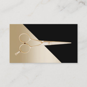 Hair Stylist Modern Black & Gold Scissor Business Card