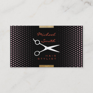Hair Stylist Modern Cameo Pink Polka Dot Business Card