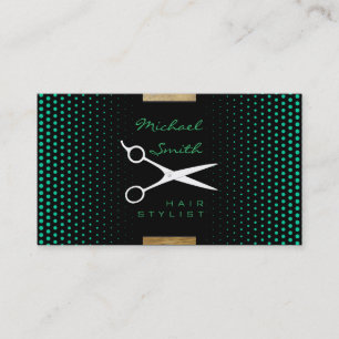 Hair Stylist Modern Caribbean Green Polka Dot Business Card