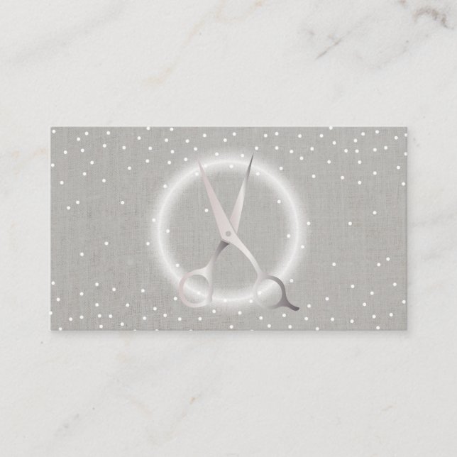 Hair Stylist Modern Circle Silver Confetti Dots Business Card (Front)