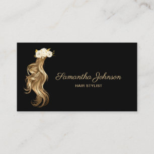 Hair stylist modern gold typography hair extension business card