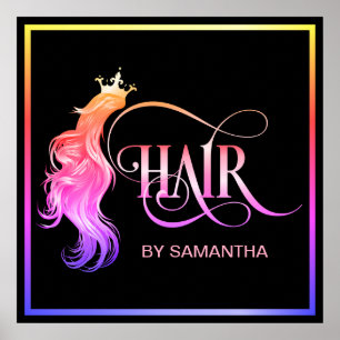 Hair stylist modern gold typography hair extension poster