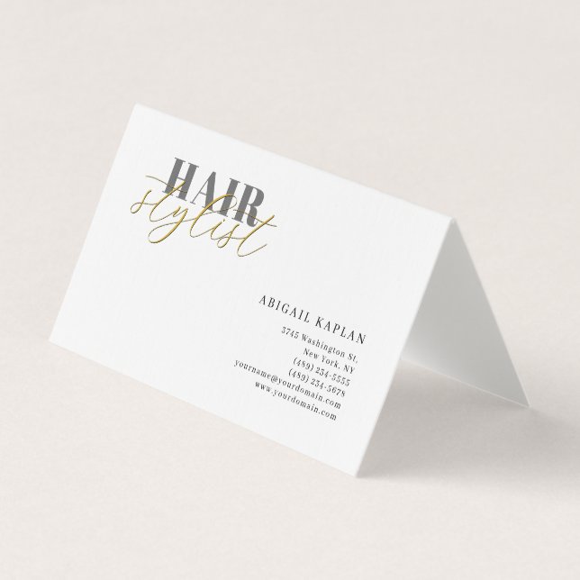Hair Stylist Modern Minimalist Plain Professional Business Card (Front)