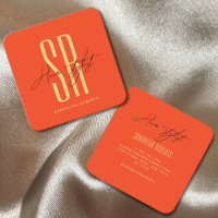 Hair stylist modern orange monogram initials